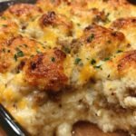 Easy Breakfast Casserole with Biscuits and Gravy
