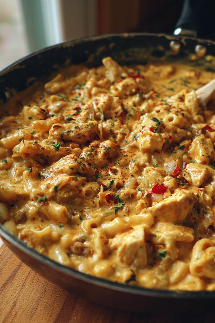 One Pot White Chicken Chili Mac & Cheese
