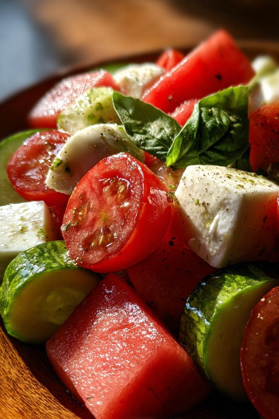 Watermelon Tomato Mozzarella Salad
