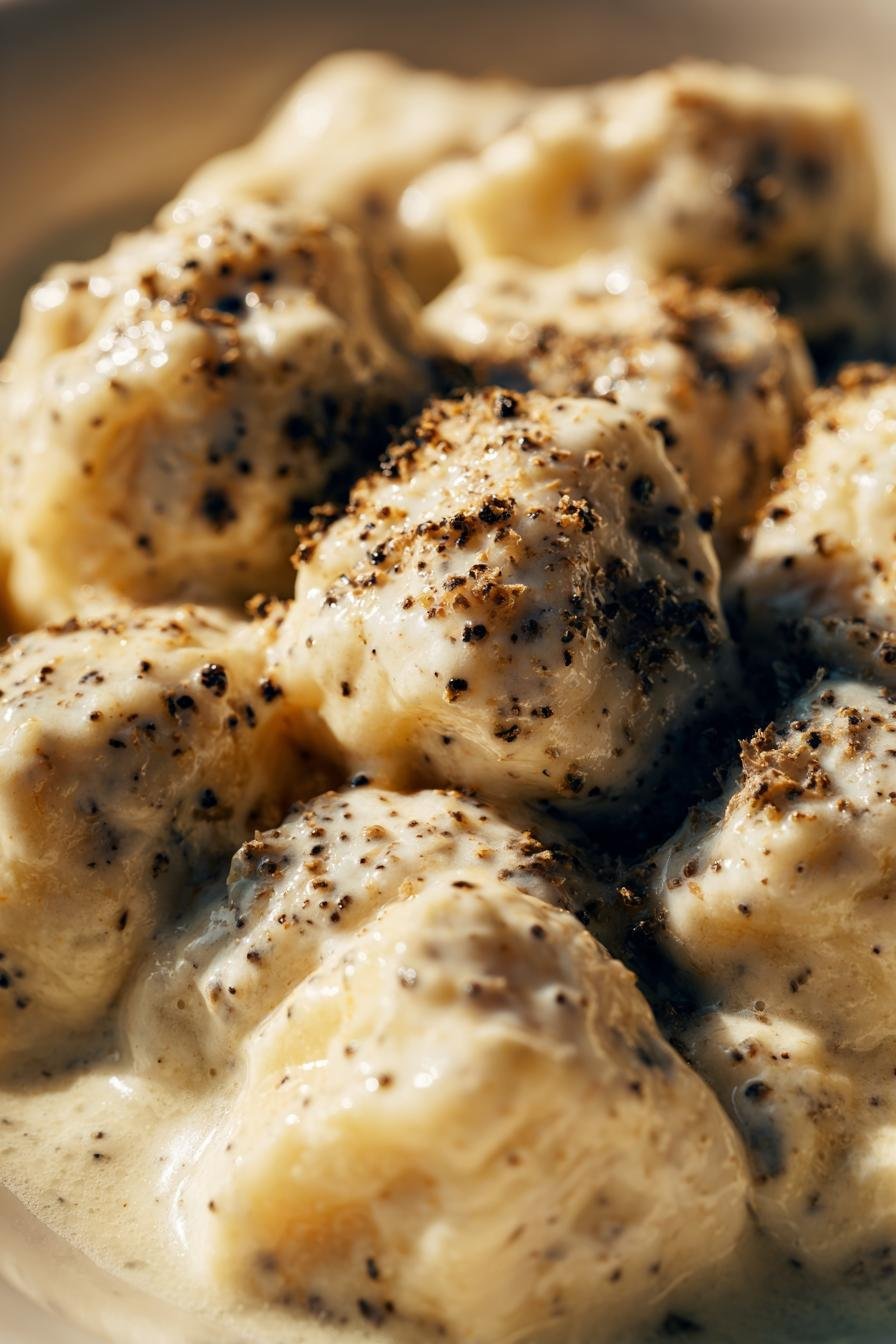 Black Truffle Gnocchi with Parmesan Cream