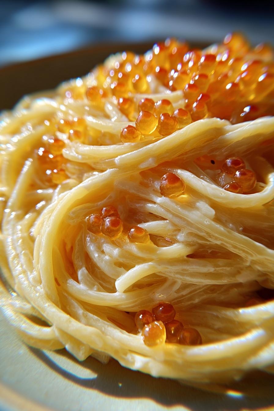 Caviar Pasta with White Wine Cream Sauce