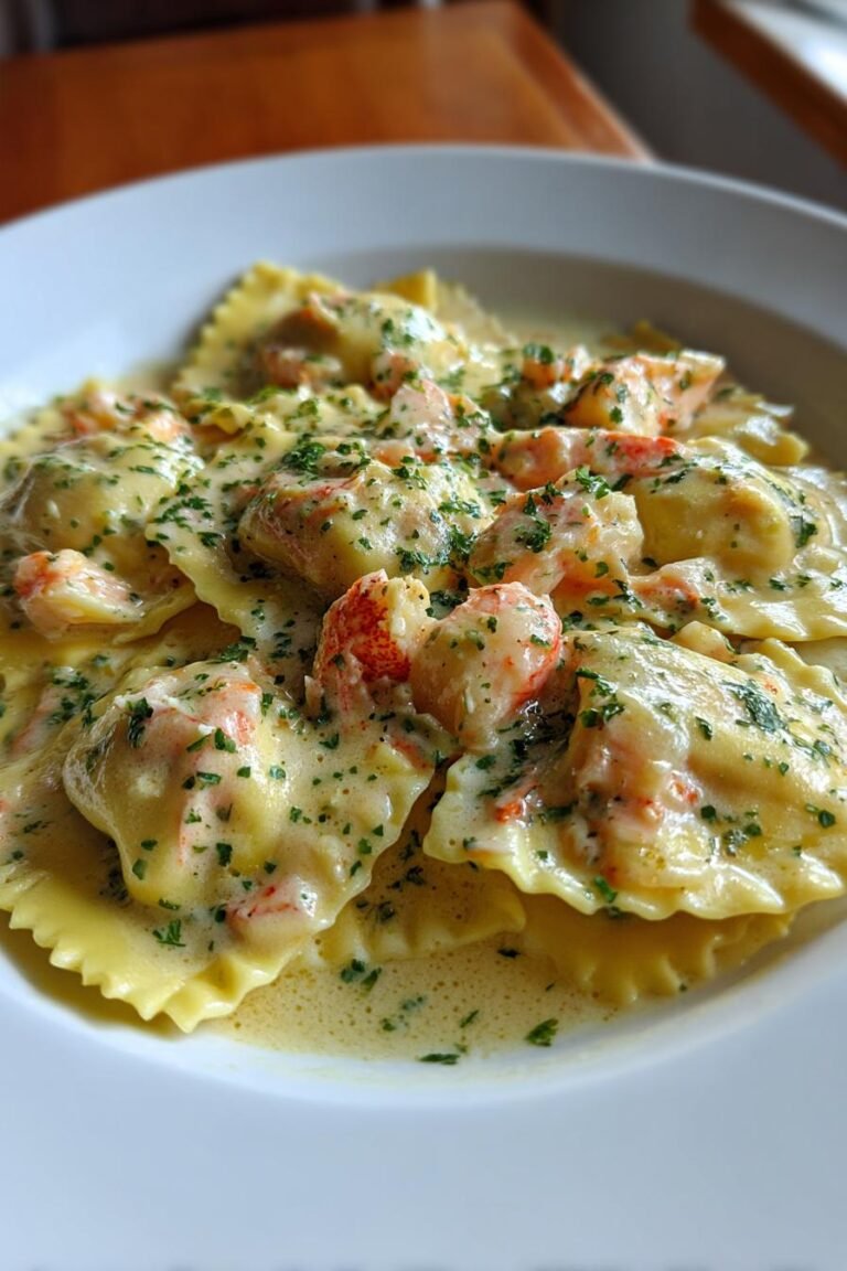 Creamy Lobster Ravioli with White Wine Sauce