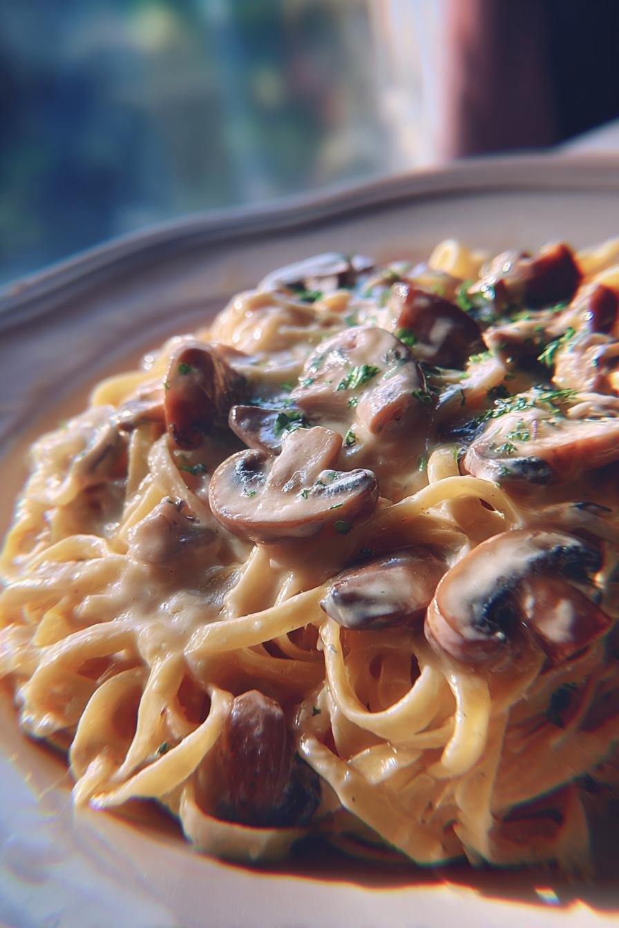 Creamy Truffle Pasta with Garlic Mushrooms