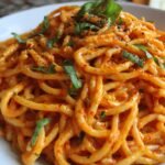 Creamy roasted red pepper pasta