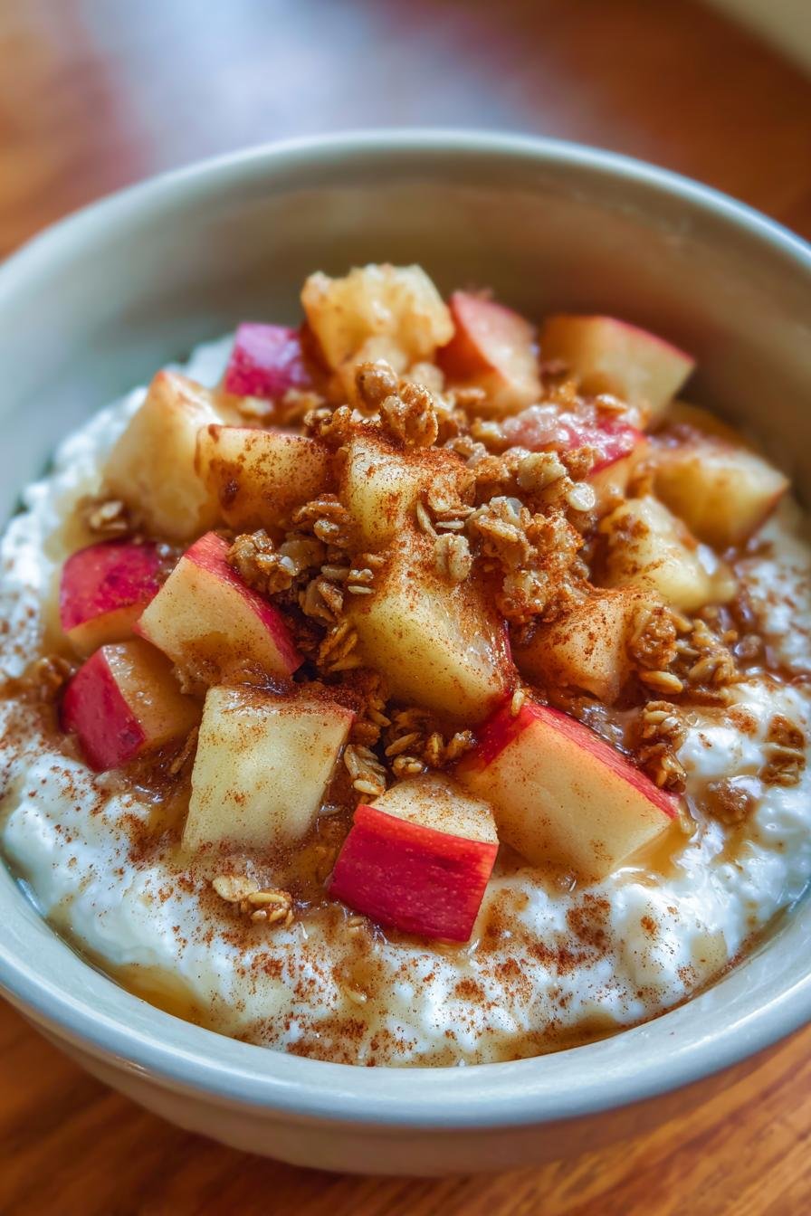 Healthy apple pie cottage cheese bowl