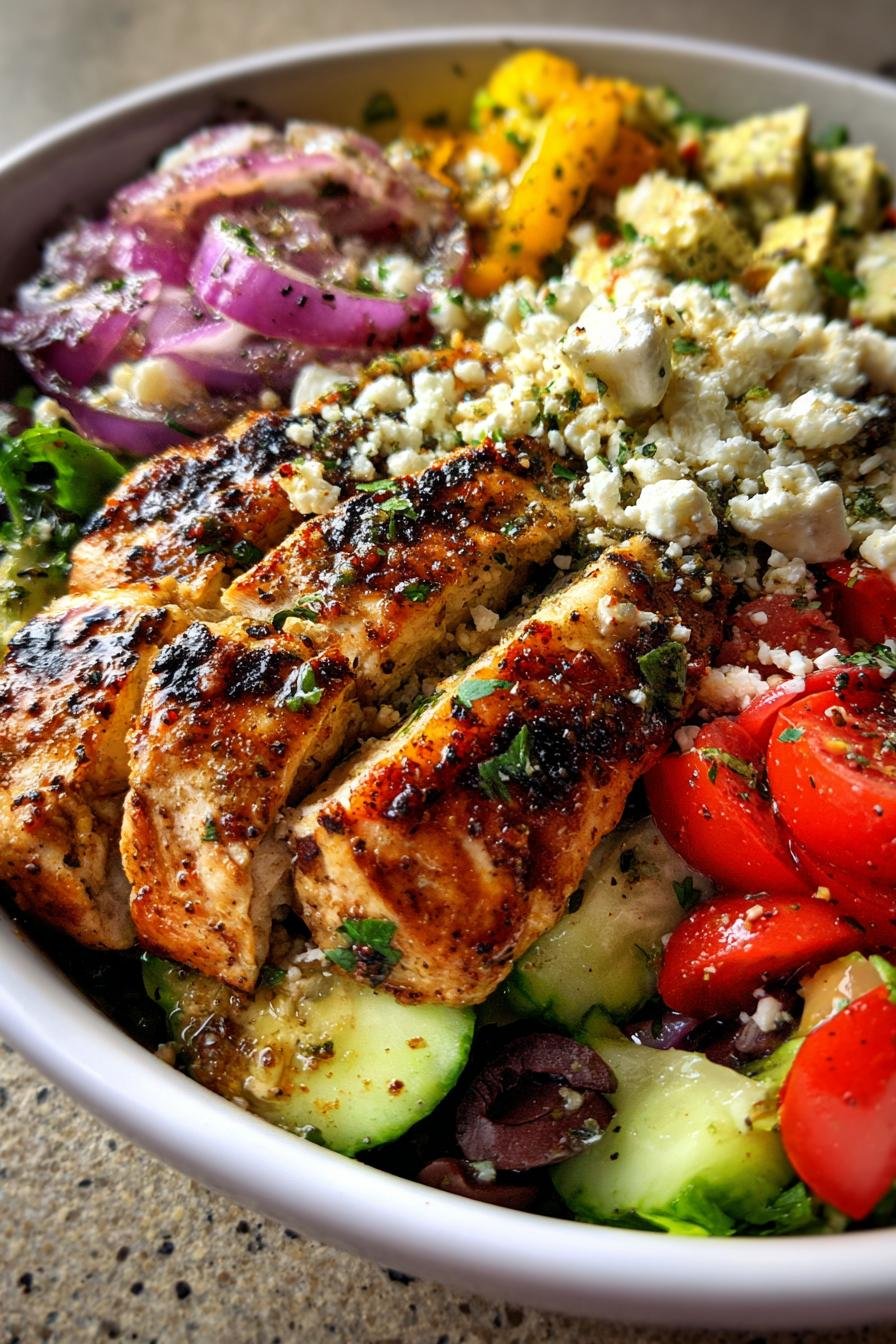 High protein Greek chicken bowls