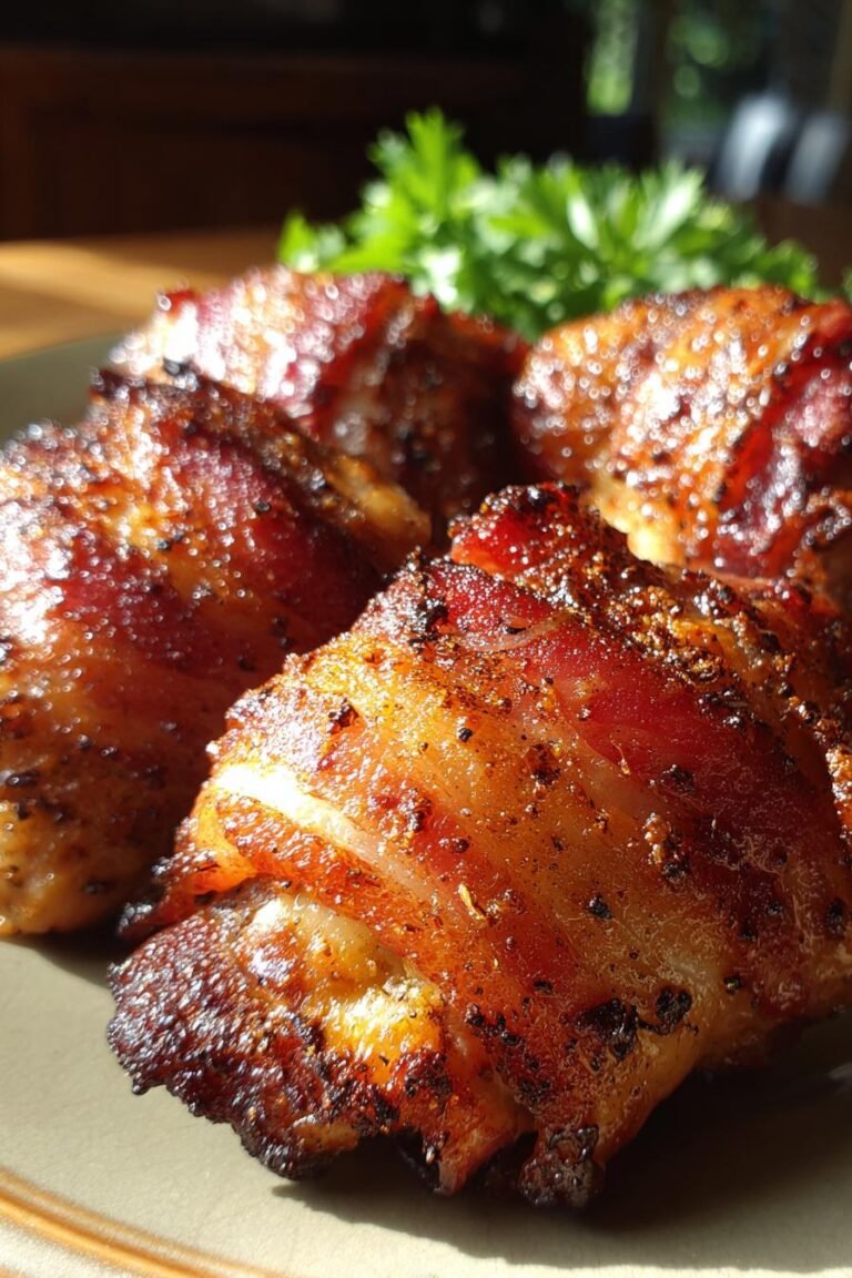 Keto Bacon Wrapped Chicken Thighs