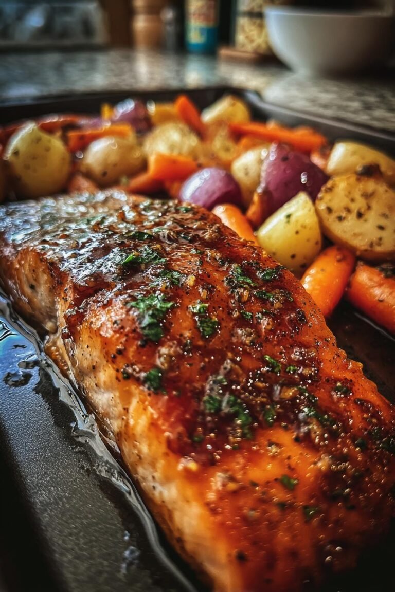 Maple balsamic salmon sheet pan