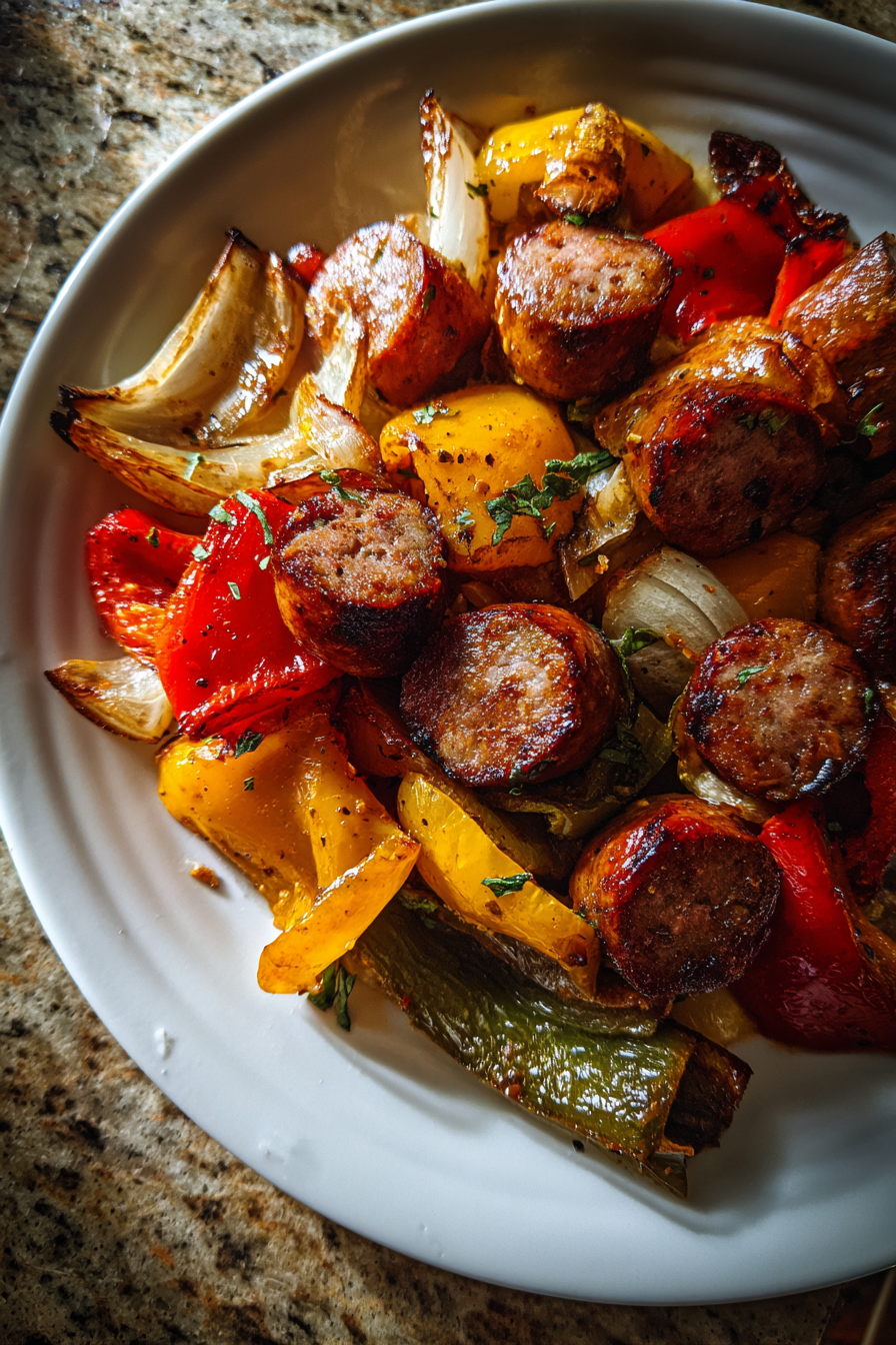 One Pan Sheet Pan Sausage and Peppers