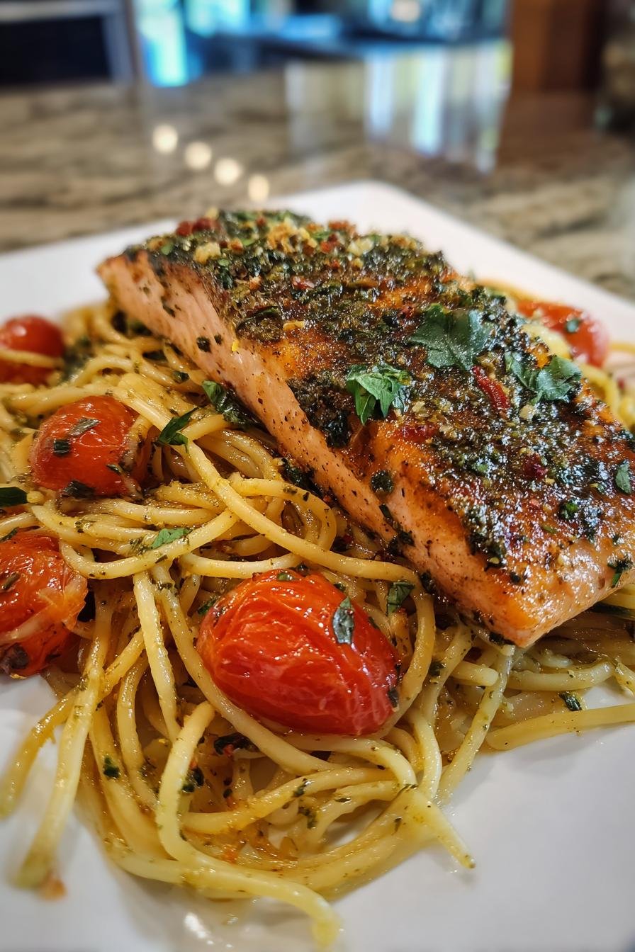 Pesto Salmon Pasta