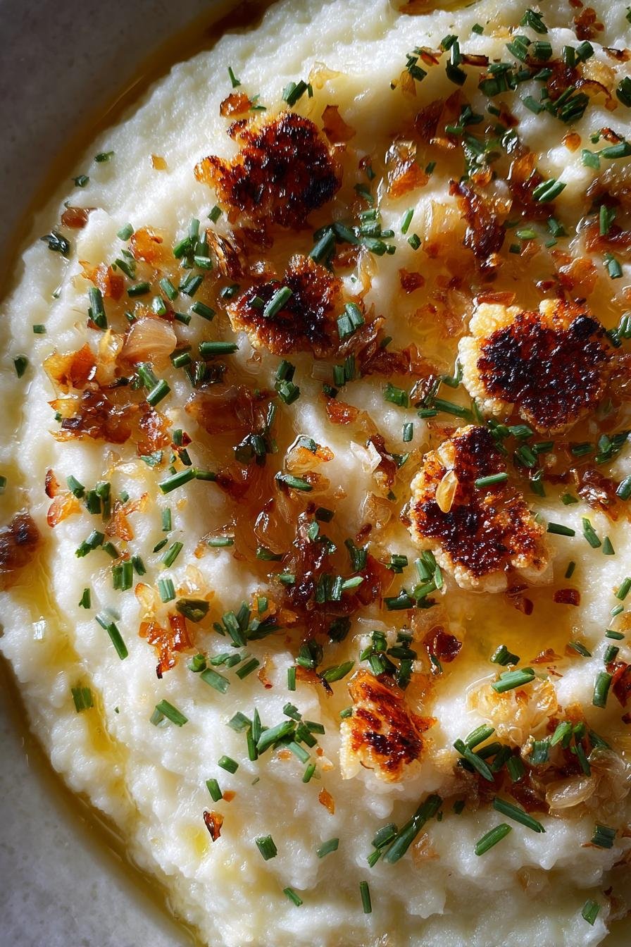 Roasted garlic mashed cauliflower