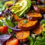 Roasted sweet potato avocado salad