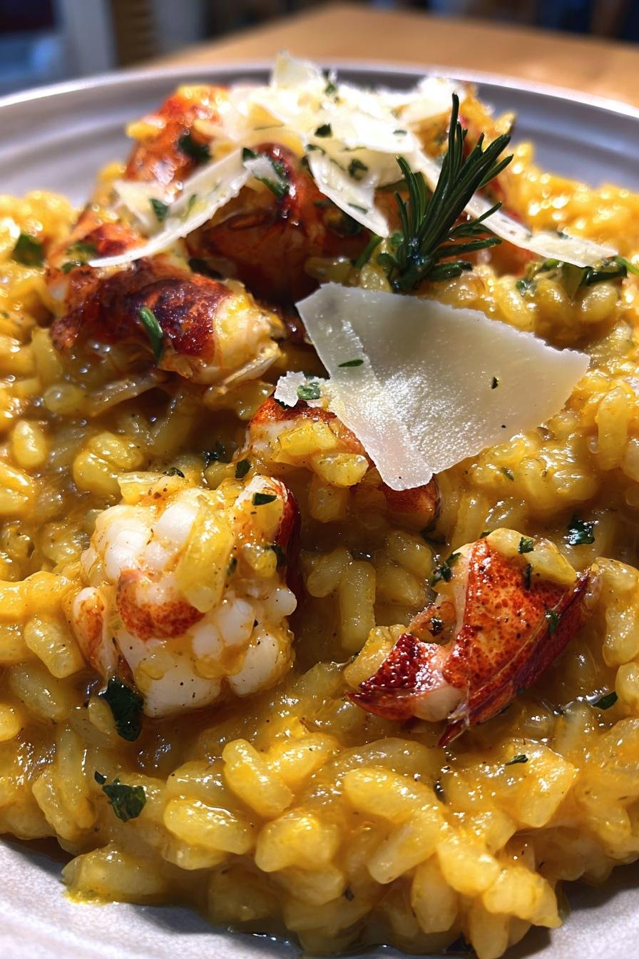 Saffron Seafood Risotto with Parmesan Shavings