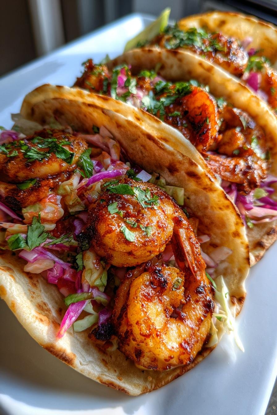Spicy chipotle shrimp tacos