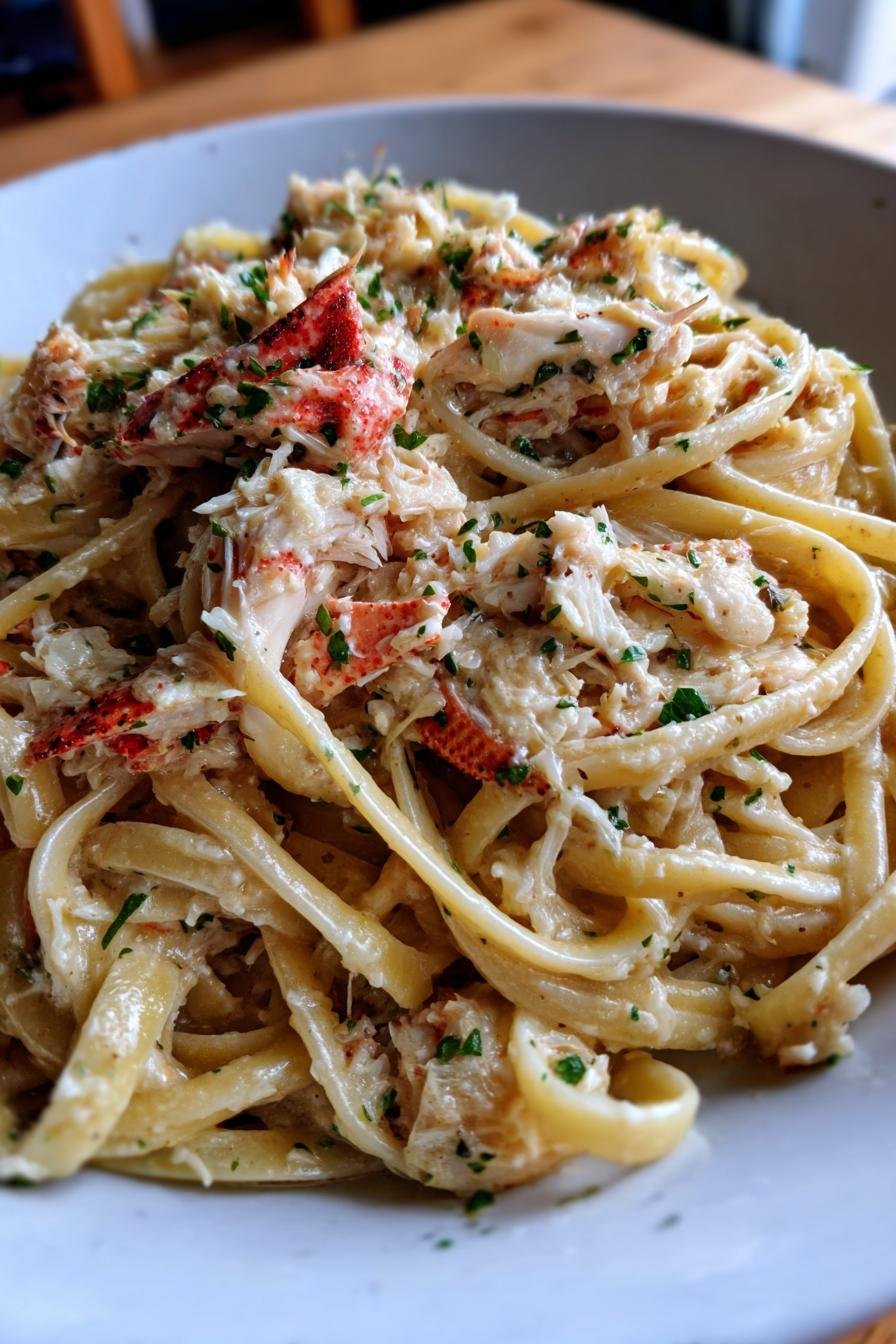 crab linguine in white wine sauce