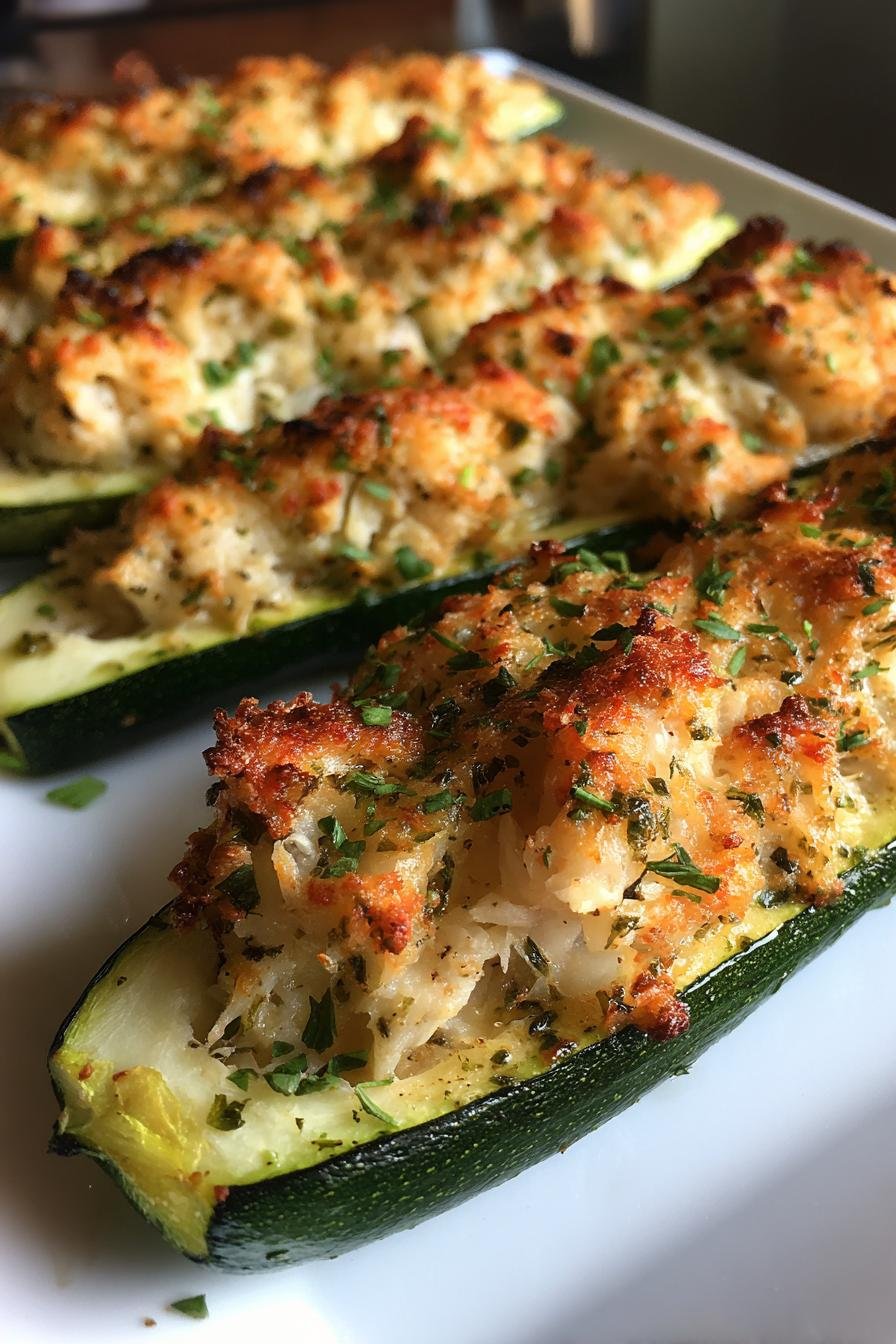crab stuffed zucchini boats