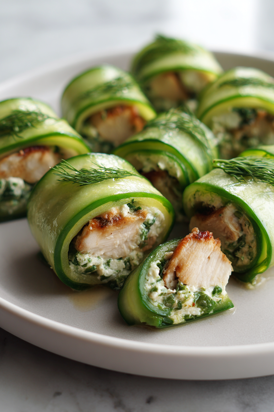 keto creamy cucumber chicken rolls