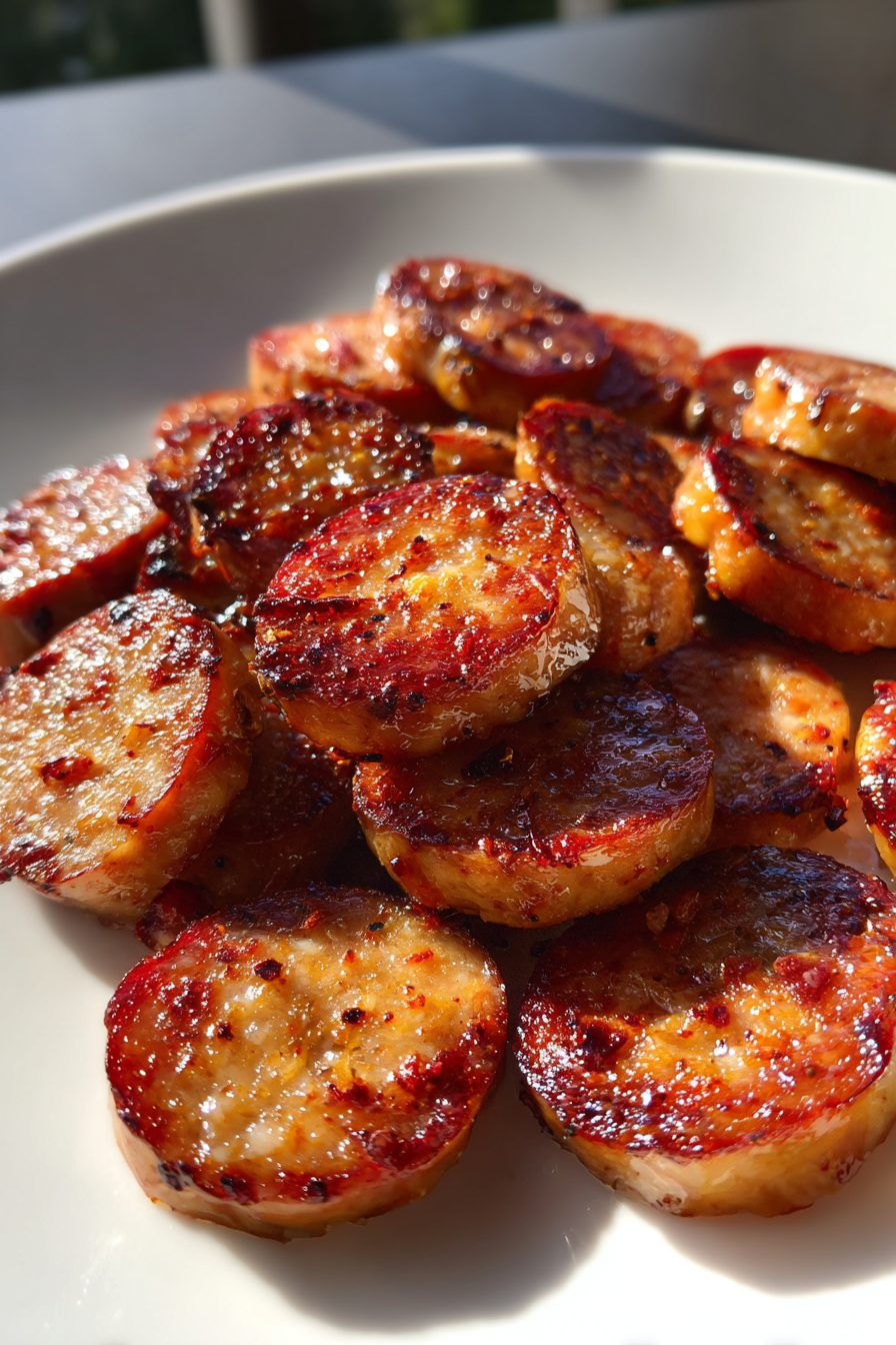 keto smoked sausage snack slices