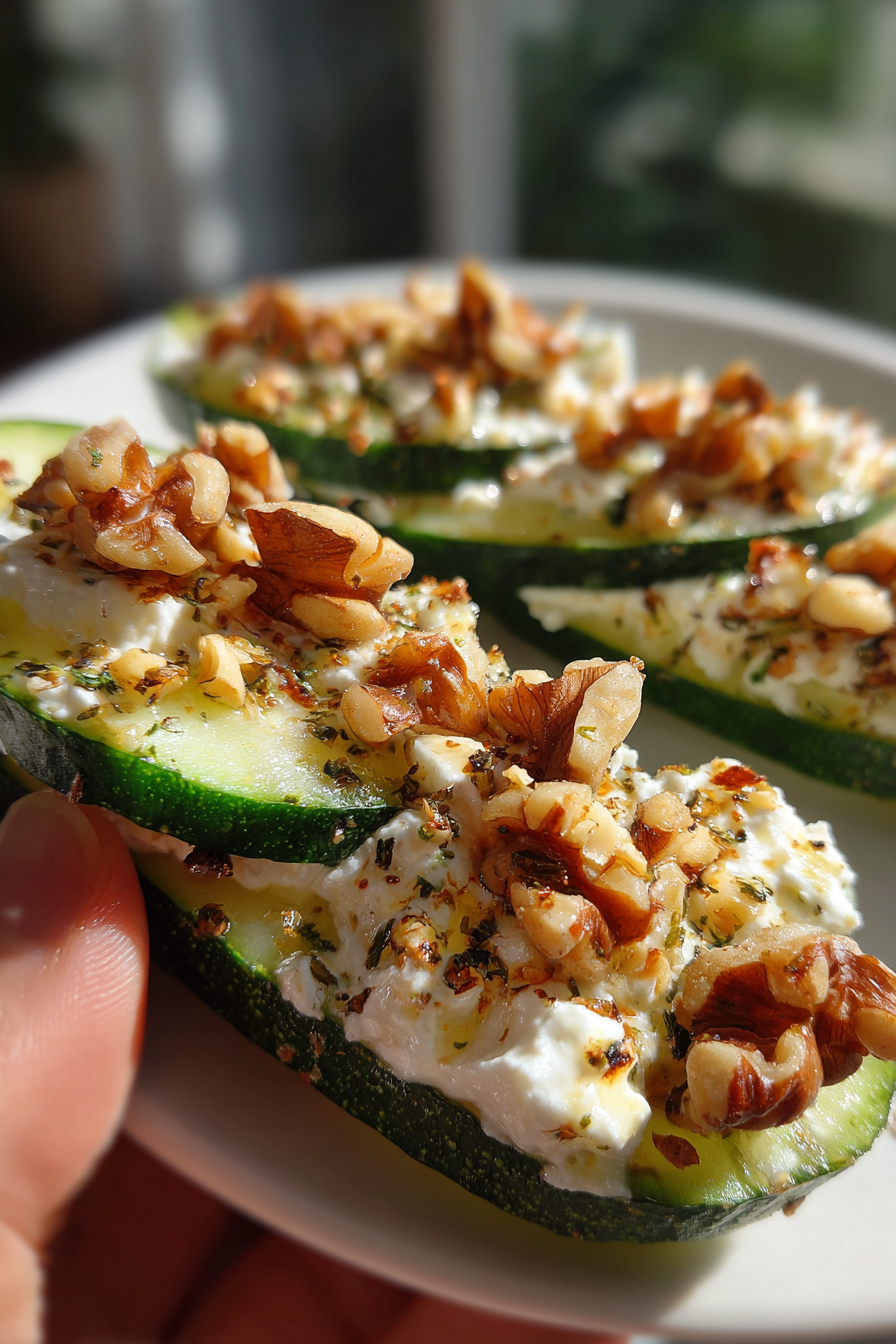 low-carb feta walnut cucumber bites