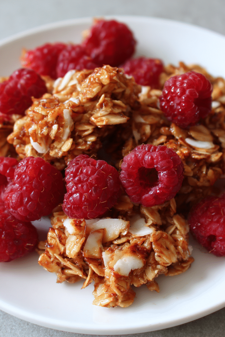raspberry coconut granola clusters