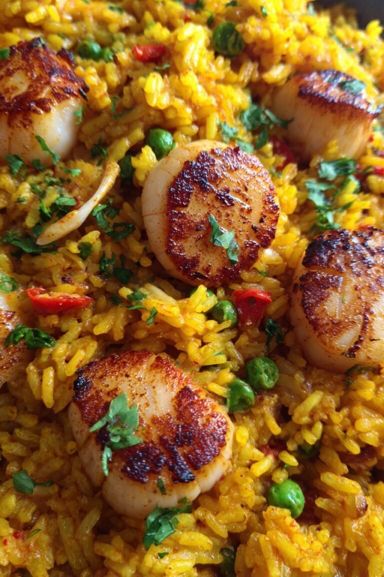 saffron paella with scallops