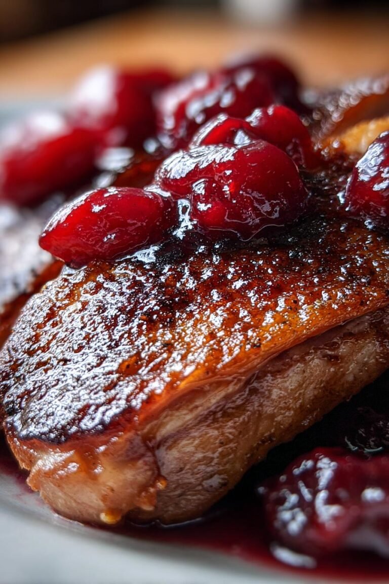 seared duck breast with cherry glaze