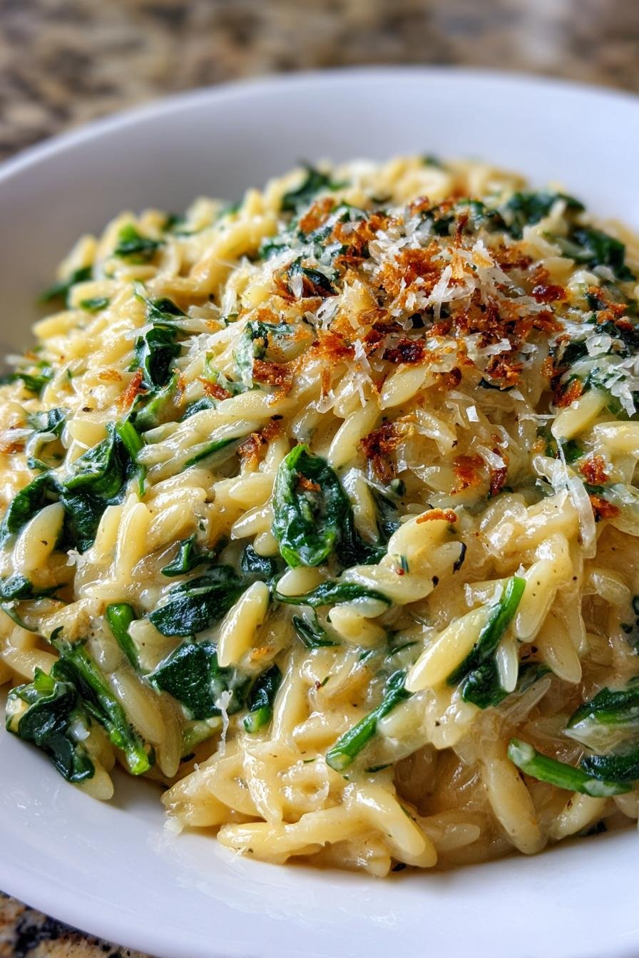 Creamy Spinach Parmesan Orzo