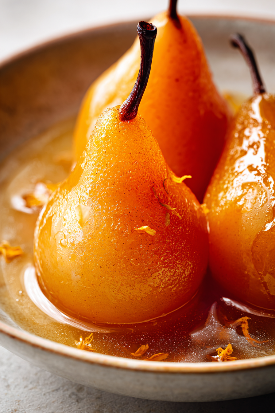 Orange Cardamom Poached Pears