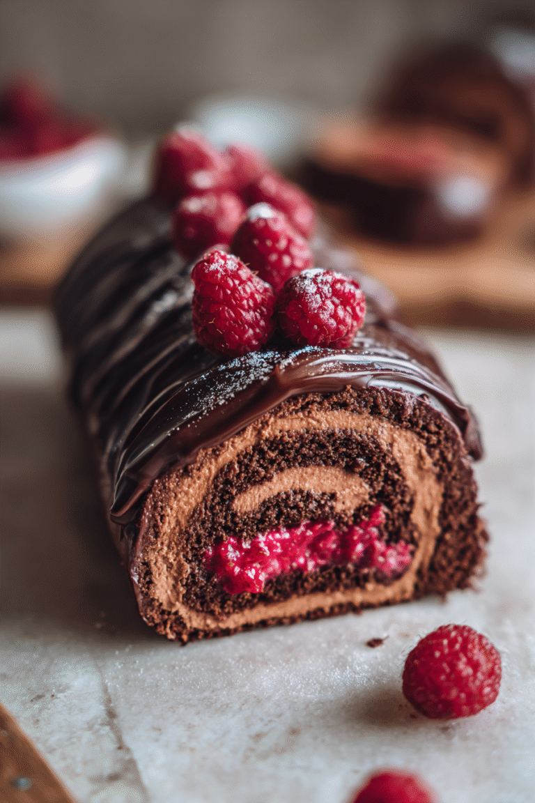 Raspberry Chocolate Bûche de Noël