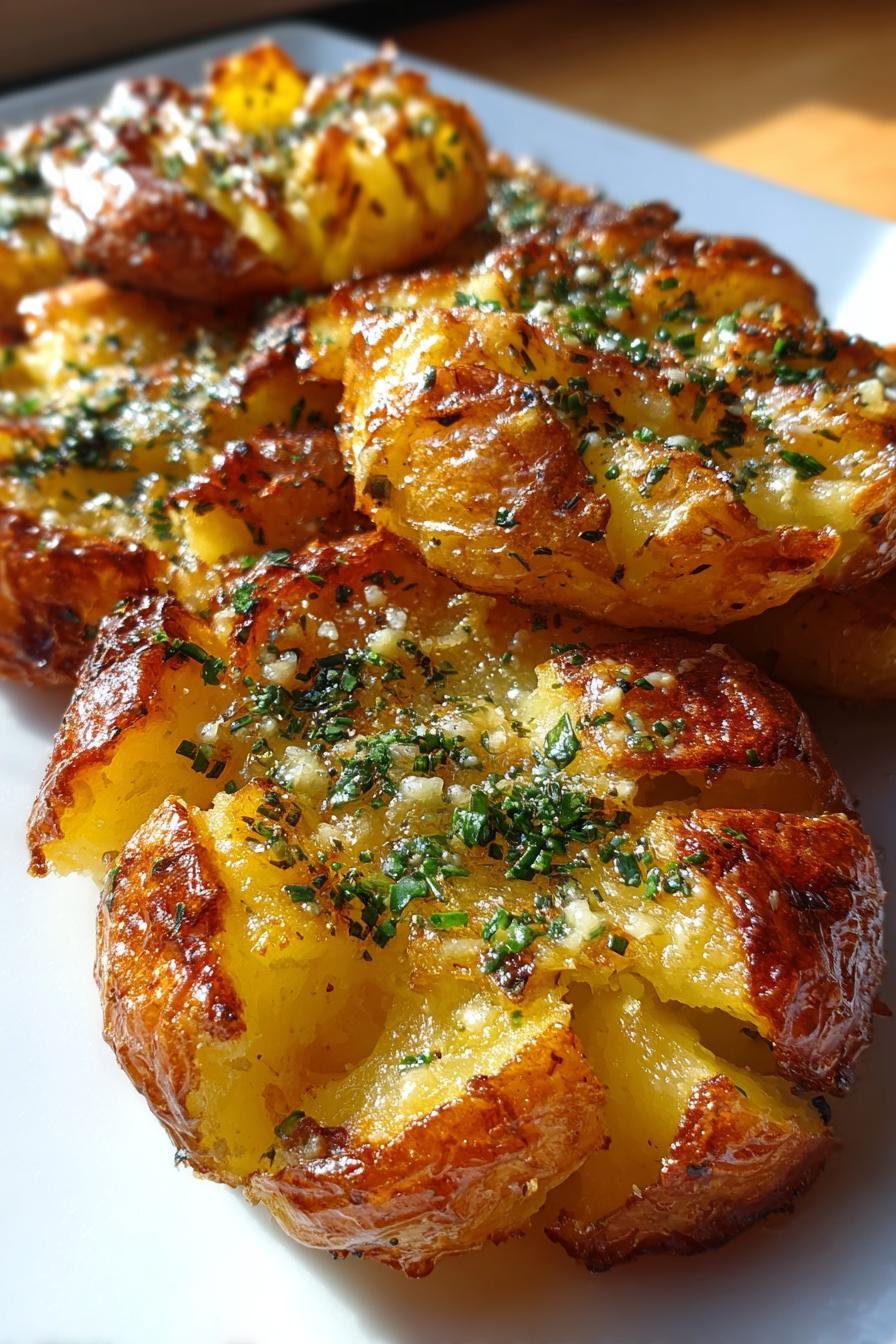 Smashed Potatoes with Garlic Butter