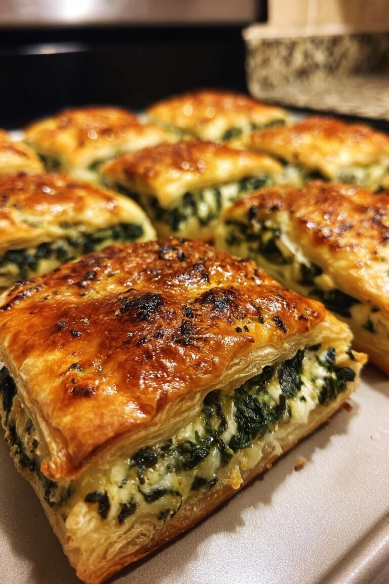 cheesy spinach puff squares