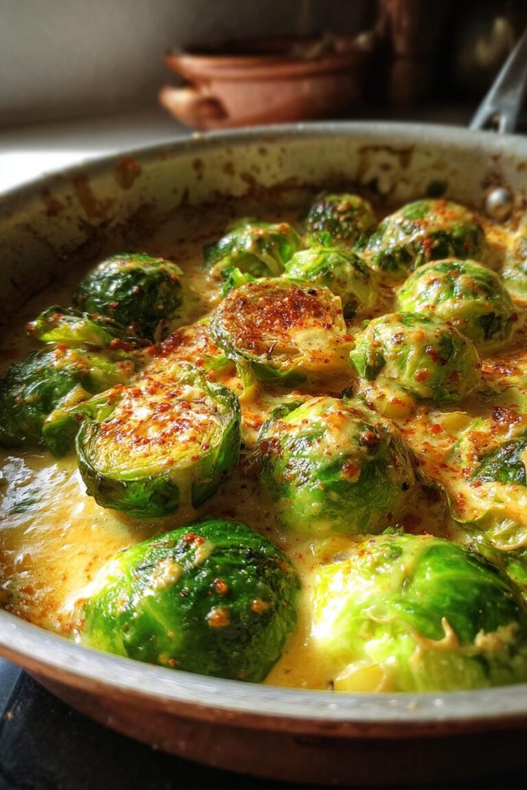 creamy garlic brussels bake
