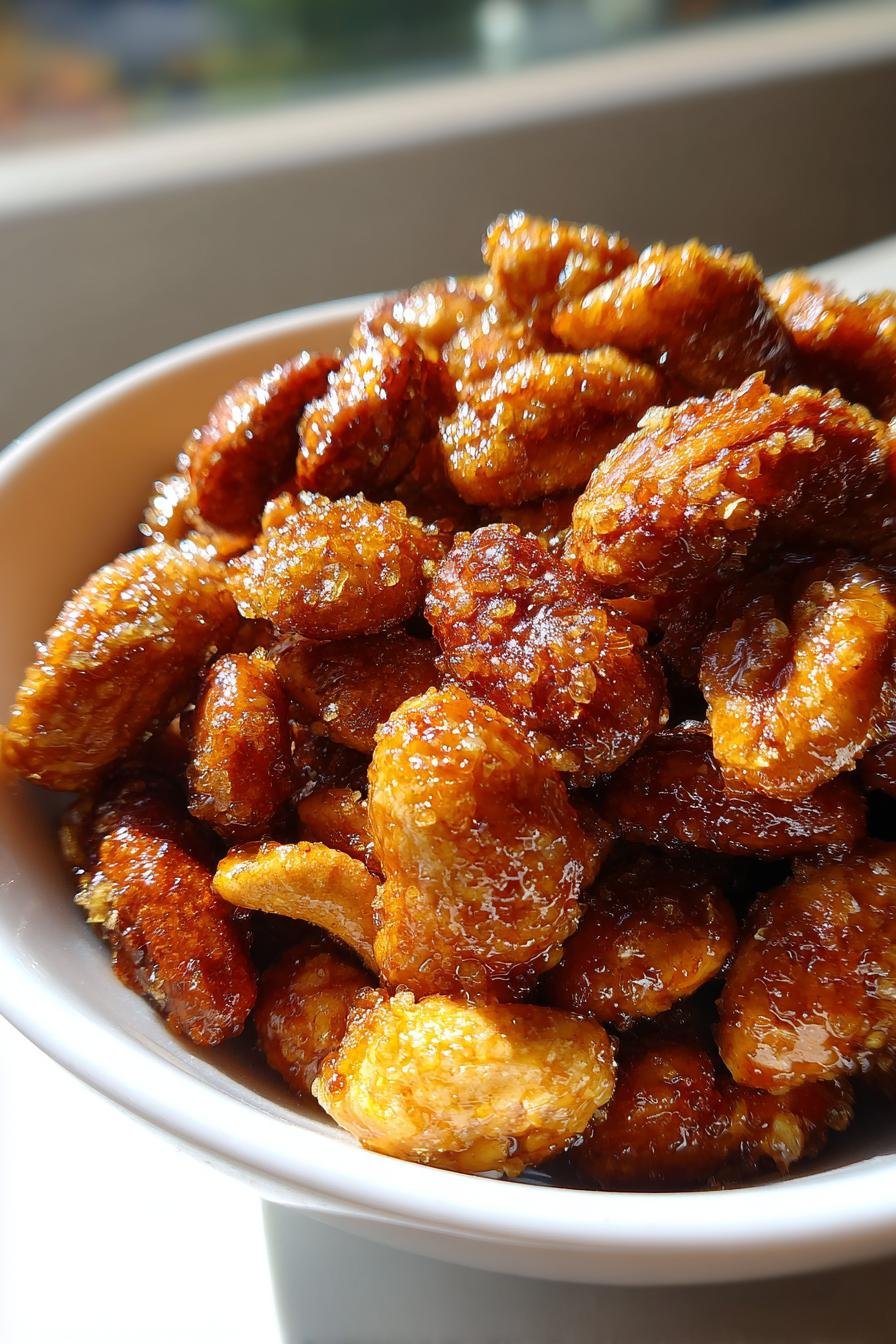 ginger caramel roasted nuts