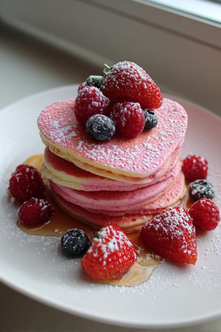heart pancakes pink