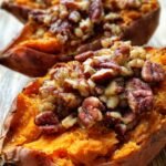 maple pecan sweet potato boats