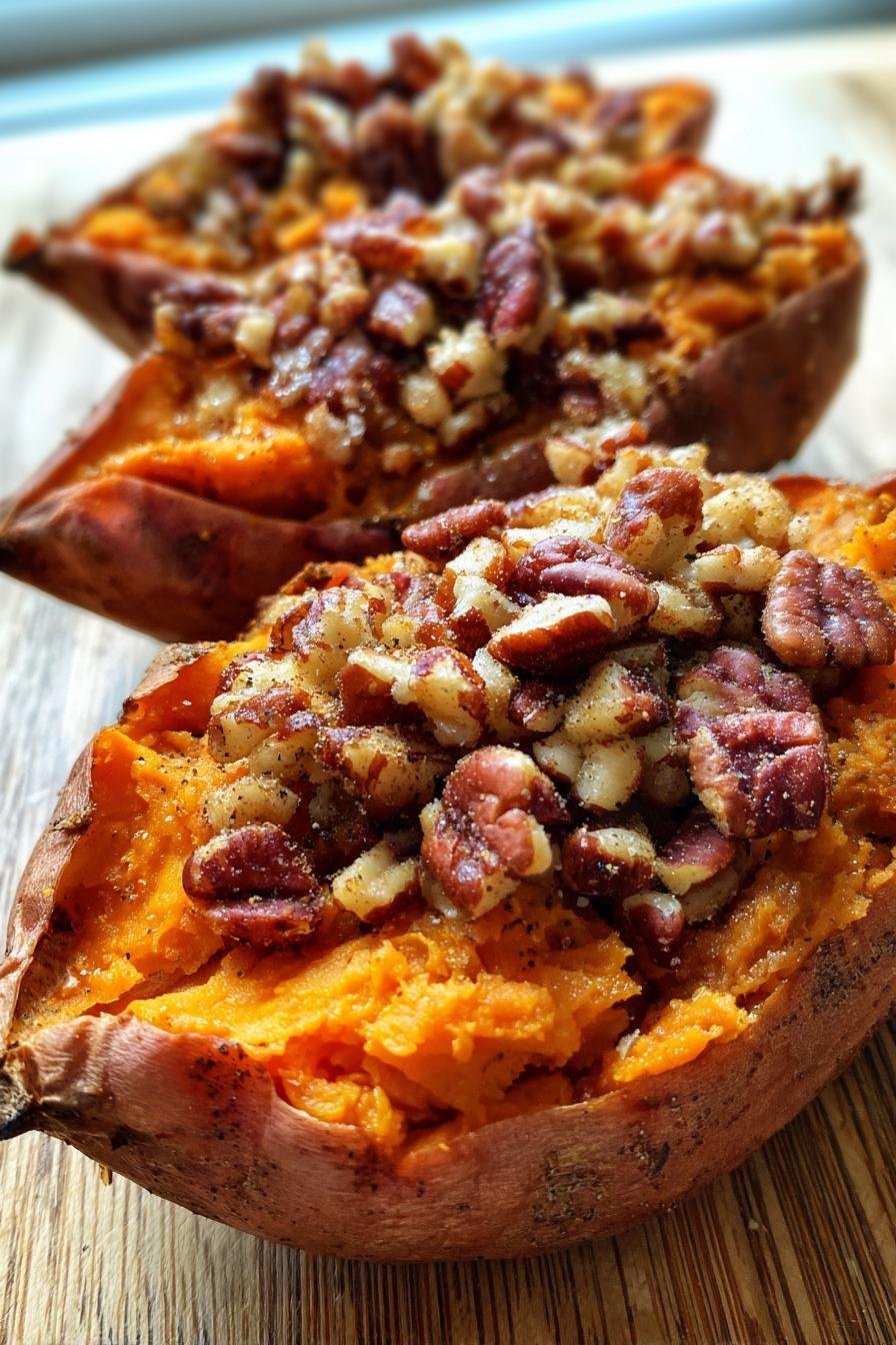 maple pecan sweet potato boats