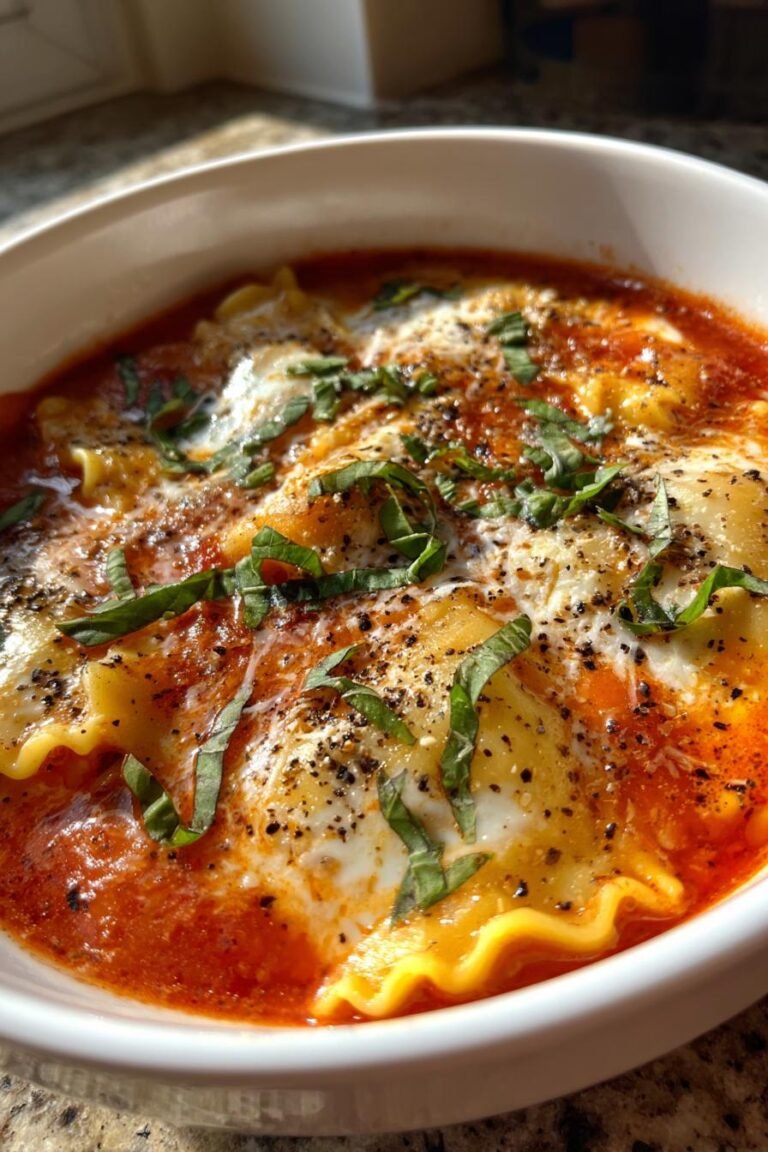 tomato basil lasagna soup