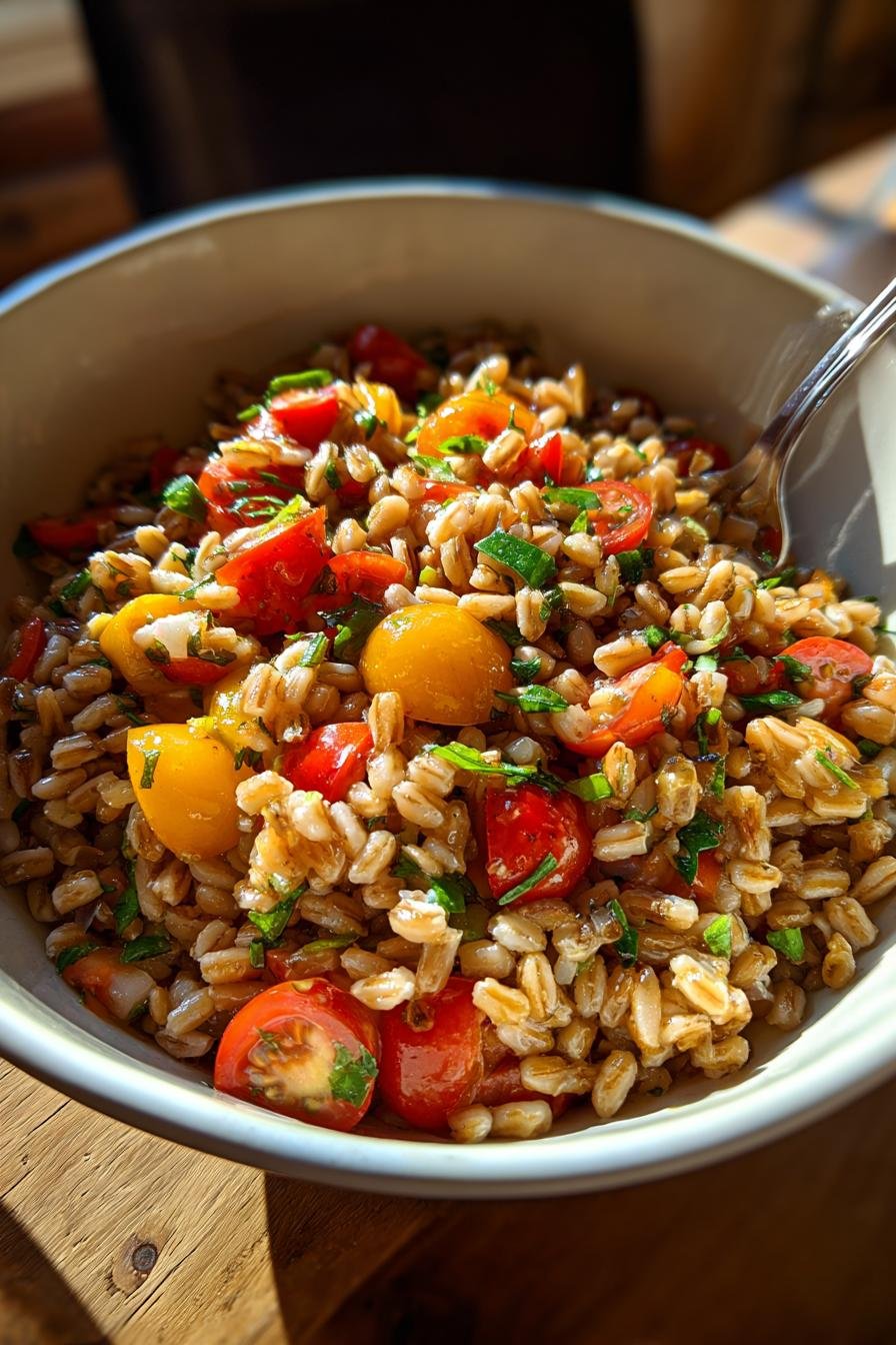 warm farro salad